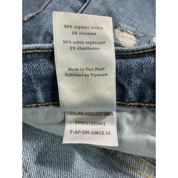 EVERLANE Women's High Waisted Straight Leg Jean 26 Regular Blue Denim Raw Hem - Picture 9 of 10